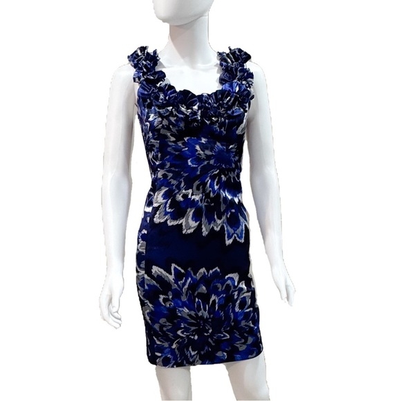 Maggy london floral ruffle neck sheath dress ❤️ - Picture 3 of 6